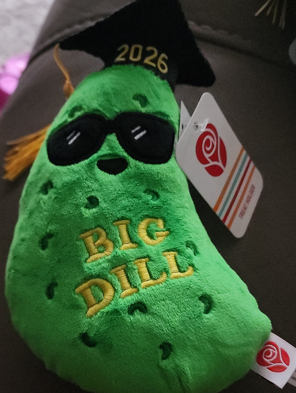 American Greetings Big Dill Green Graduation Pickle Plush W/card Pocket - Picture 1 of 2